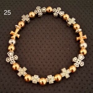 Gold and Silver Cross Charm Bracelet